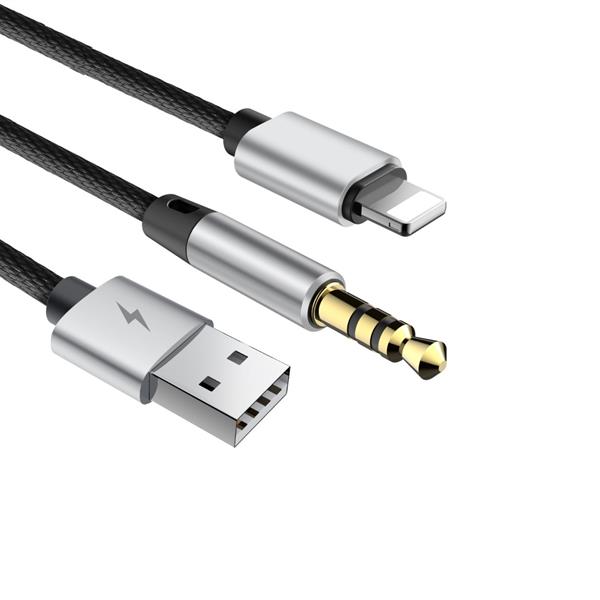 کابل تبدیل لایتنینگ به USB و انتقال صدای 3.5 میلی متری باسئوس مدل L34